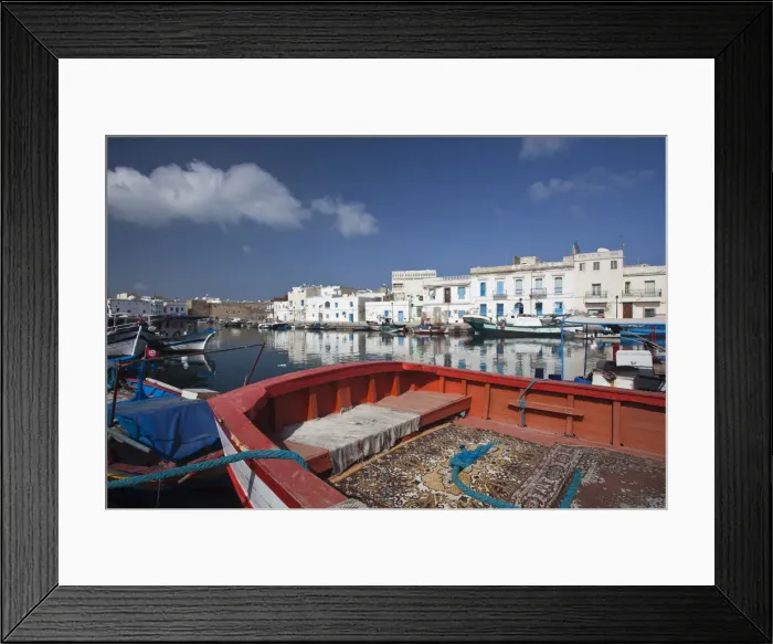 Framed Print : Tunisia, Northern Tunisia, Bizerte, Old Port, buildings and boats Framed Print : Tunisia, Northern Tunisia, Bizerte, Old Port, buildings and boats
