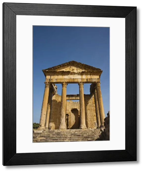 Framed Print : Tunisia, Central Western Tunisia, Dougga, Roman-era city ruins, Unesco site, The Capitole Framed Print : Tunisia, Central Western Tunisia, Dougga, Roman-era city ruins, Unesco site, The Capitole