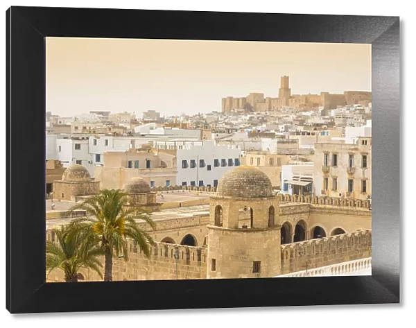 Tunisia, Sousse, View of Great Mosque across madina towards archaeological museum