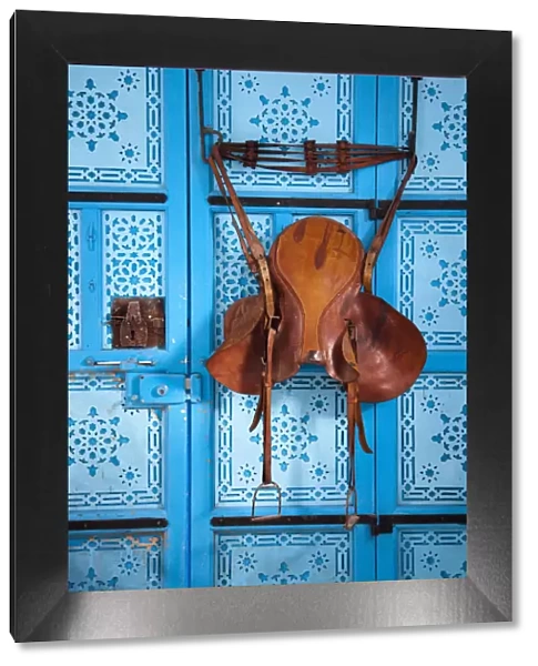 Tunisia, Sidi Bou Said, Dar el-Annabi, 18th century, house detail, old saddle
