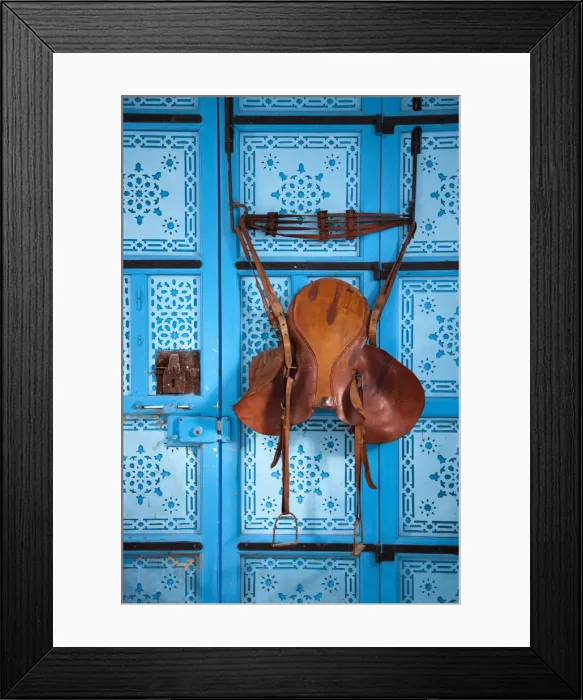 Framed Print : Tunisia, Sidi Bou Said, Dar el-Annabi, 18th century, house detail, old saddle Framed Print : Tunisia, Sidi Bou Said, Dar el-Annabi, 18th century, house detail, old saddle