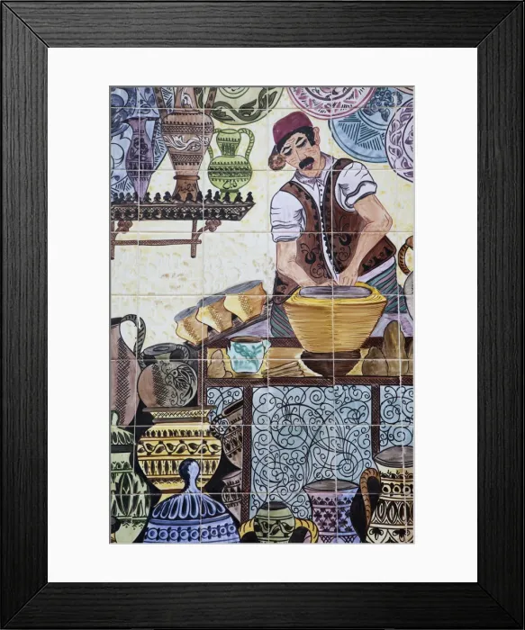 Framed Print : Tunisia, Cap Bon, Nabeul, biggest Tunisian ceramics center, pottery shop