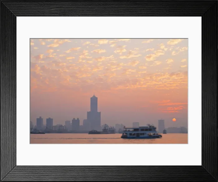 Framed Print : Taiwan, Kaohsiung, View of harbour looking towards the city and Kaoshiung 85 Sky Tower Framed Print : Taiwan, Kaohsiung, View of harbour looking towards the city and Kaoshiung 85 Sky Tower