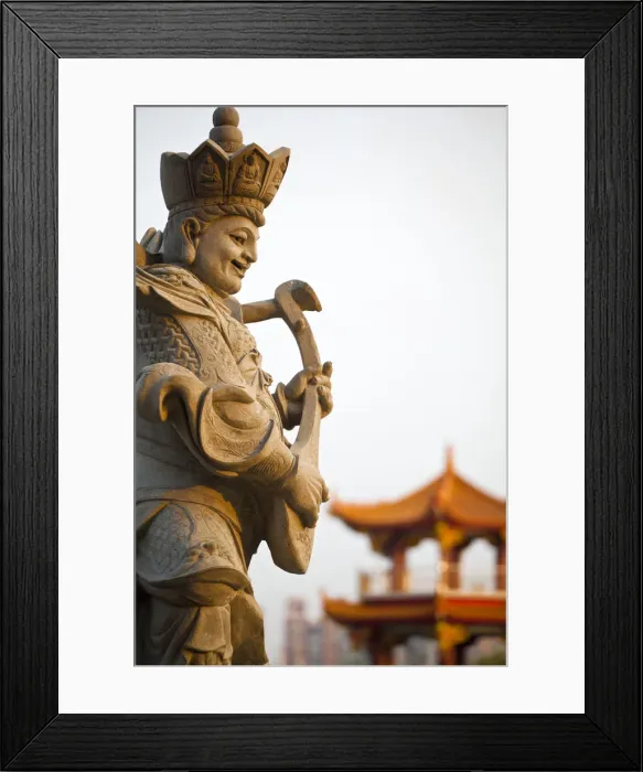 Framed Print : Taiwan, Kaohsiung, Lotus pond, Statues on bridge leading to Giant 72 meter high statue Framed Print : Taiwan, Kaohsiung, Lotus pond, Statues on bridge leading to Giant 72 meter high statue