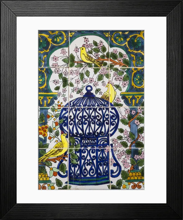 Framed Print : Tunisia, Kairouan, Medina, Tiles on the wall of the souk