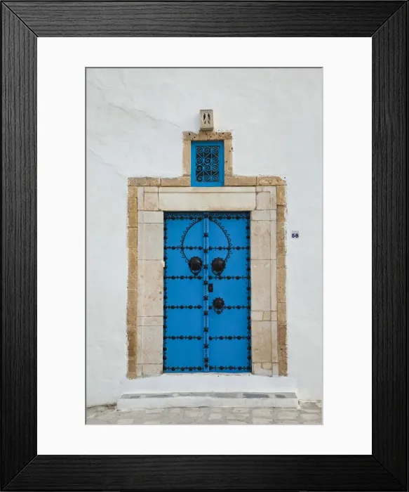 Framed Print : Tunisia, Sidi Bou Said, building detail Framed Print : Tunisia, Sidi Bou Said, building detail