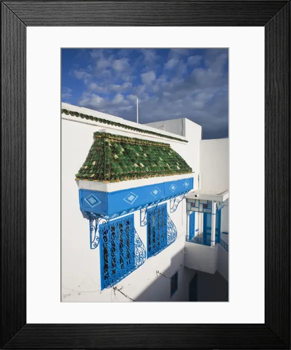 Framed Print : Tunisia, Sidi Bou Said, house detail Framed Print : Tunisia, Sidi Bou Said, house detail
