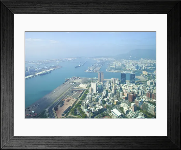 Framed Print : Taiwan, Kaohsiung, View of harbour and city