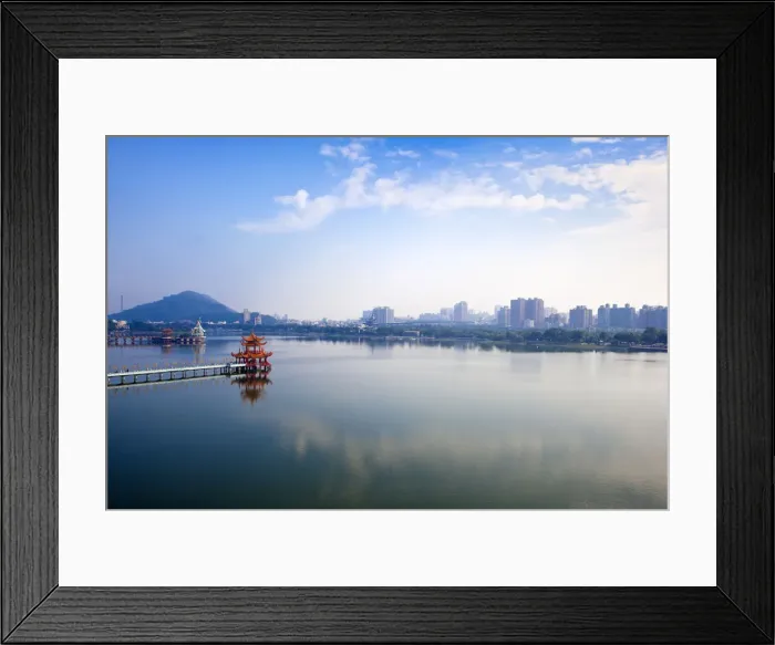 Framed Print : Taiwan, Kaohsiung, Lotus pond, View of bridge leading to Spring and Autumn pagodas Framed Print : Taiwan, Kaohsiung, Lotus pond, View of bridge leading to Spring and Autumn pagodas