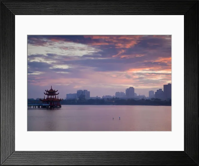 Framed Print : Taiwan, Kaohsiung, Lotus pond, View of bridge leading to Spring and Autumn pagodas Framed Print : Taiwan, Kaohsiung, Lotus pond, View of bridge leading to Spring and Autumn pagodas