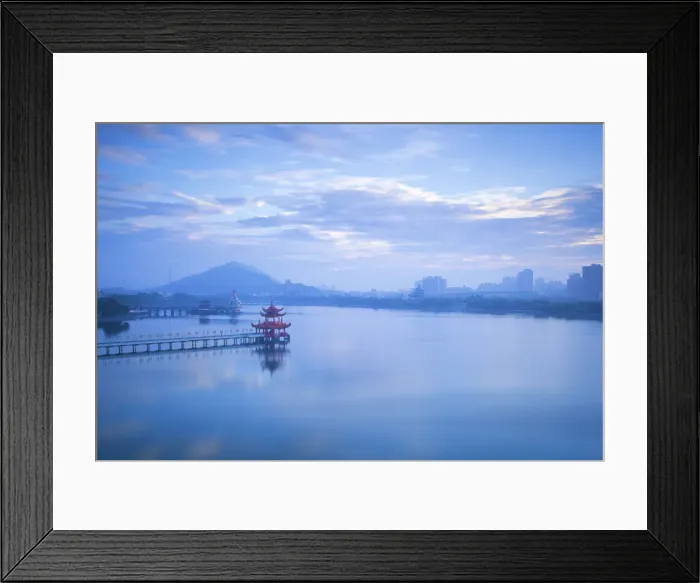 Framed Print : Taiwan, Kaohsiung, Lotus pond, View of bridge leading to Spring and Autumn pagodas Framed Print : Taiwan, Kaohsiung, Lotus pond, View of bridge leading to Spring and Autumn pagodas