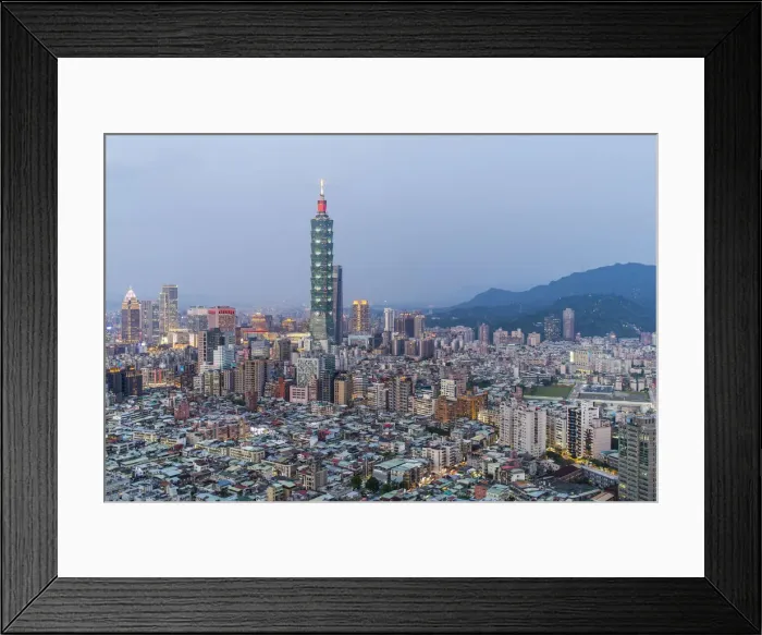 Framed Print : Taiwan, Taipei, City skyline and Taipei 101 building Framed Print : Taiwan, Taipei, City skyline and Taipei 101 building