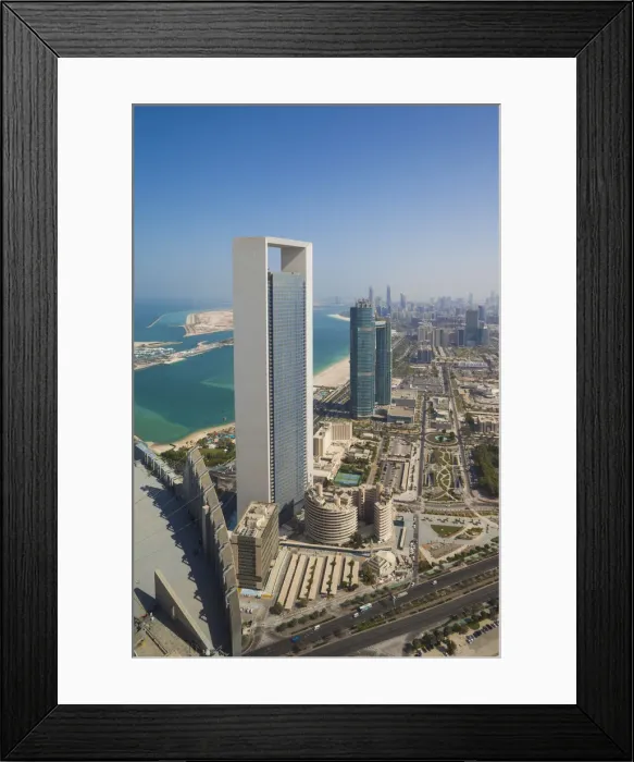 Framed Print : UAE, Abu Dhabi, city skyline, aerial view Framed Print : UAE, Abu Dhabi, city skyline, aerial view