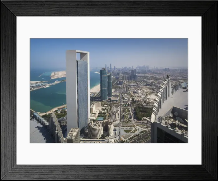 Framed Print : UAE, Abu Dhabi, city skyline, aerial view Framed Print : UAE, Abu Dhabi, city skyline, aerial view