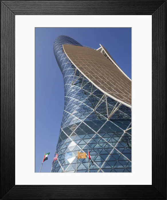 Framed Print : UAE, Abu Dhabi, Al Safarat Embassy Area, Capital Gate Tower