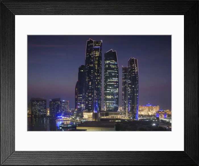Framed Print : UAE, Abu Dhabi, Etihad Towers, dusk Framed Print : UAE, Abu Dhabi, Etihad Towers, dusk