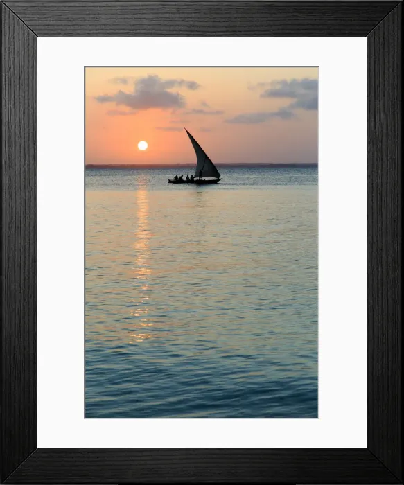 Framed Print : Tanzania. Zanzibar, Michamvi Village, Dhows (traditional sailboats) saling at sunset Framed Print : Tanzania. Zanzibar, Michamvi Village, Dhows (traditional sailboats) saling at sunset