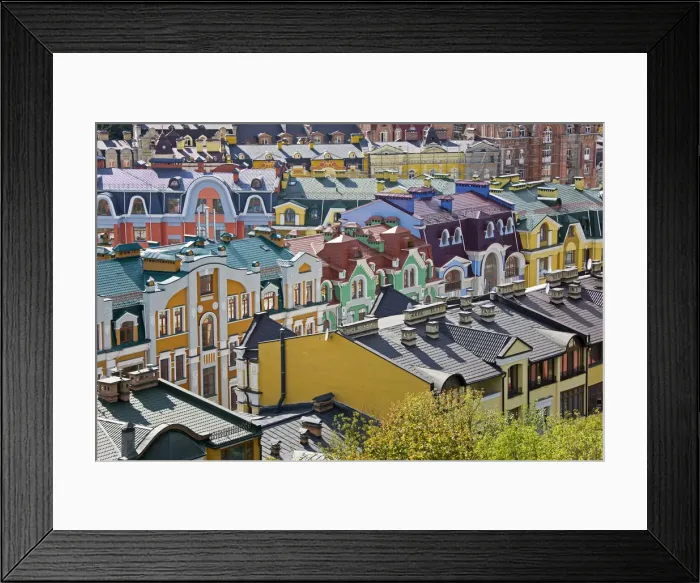 Framed Print : Colourful buildings in a new residential area of Kiev, Ukraine Framed Print : Colourful buildings in a new residential area of Kiev, Ukraine