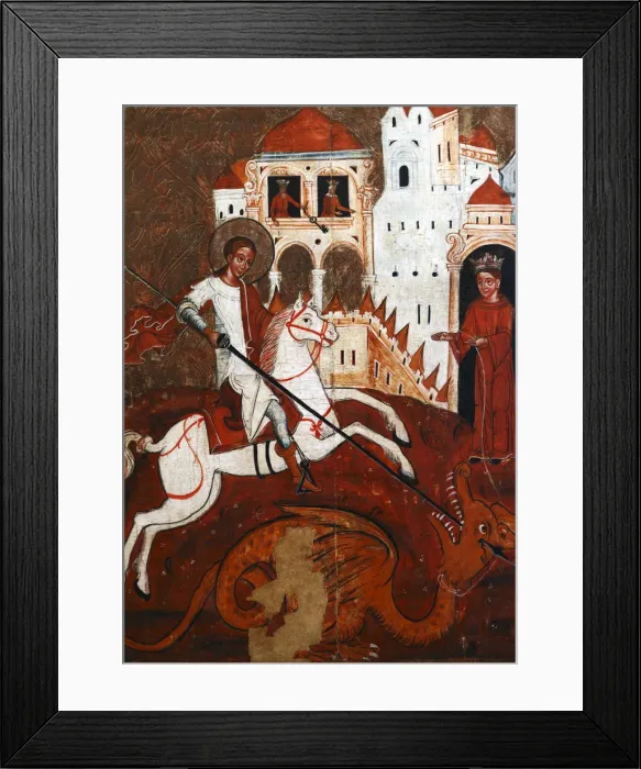 Framed Print : Saint George and dragon (17 century), Volyn icon, museum, Lutsk, Volyn oblast, Ukraine Framed Print : Saint George and dragon (17 century), Volyn icon, museum, Lutsk, Volyn oblast, Ukraine