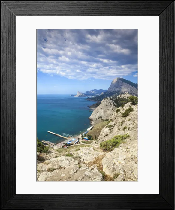 Framed Print : Ukraine, Crimea, Sudak, View of a Sudak beach, looking towards Novy Svyet Bays Framed Print : Ukraine, Crimea, Sudak, View of a Sudak beach, looking towards Novy Svyet Bays