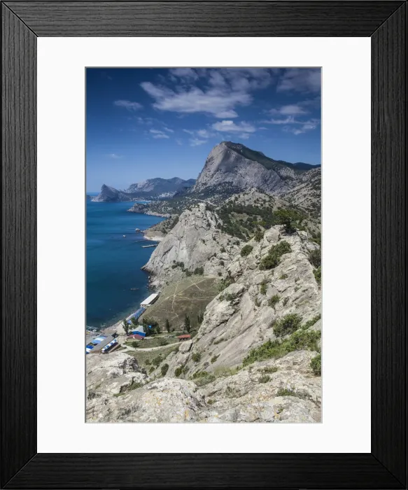 Framed Print : Ukraine, Crimea, Sudak, View of a Sudak beach, looking towards Novy Svyet Bays