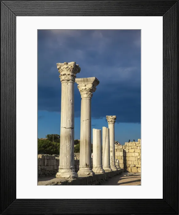 Framed Print : Ukraine, Crimea, Sevastopol, Khersoness, The columns and portico of an early Christian Framed Print : Ukraine, Crimea, Sevastopol, Khersoness, The columns and portico of an early Christian