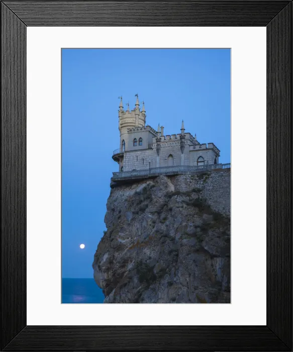 Framed Print : Ukraine, Crimea, Yalta, Gaspra, Full moon over shines over The Swallows Nest Framed Print : Ukraine, Crimea, Yalta, Gaspra, Full moon over shines over The Swallows Nest