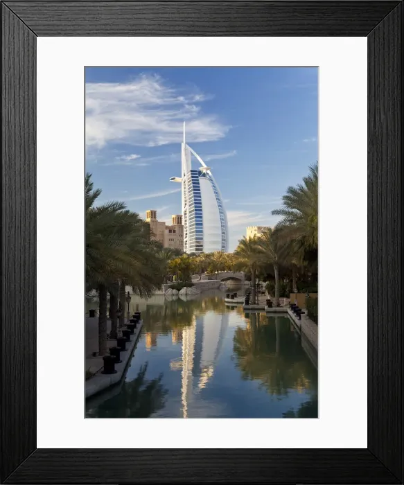 Framed Print : United Arab Emirates (UAE), Dubai, The Burj Dubai Hotel viewed from the luxury resort Framed Print : United Arab Emirates (UAE), Dubai, The Burj Dubai Hotel viewed from the luxury resort
