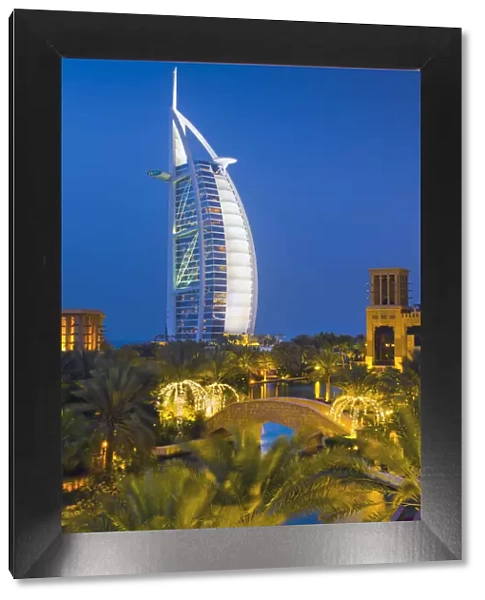 UAE, Dubai, Burj Al Arab Hotel from Madinat Jumeirah