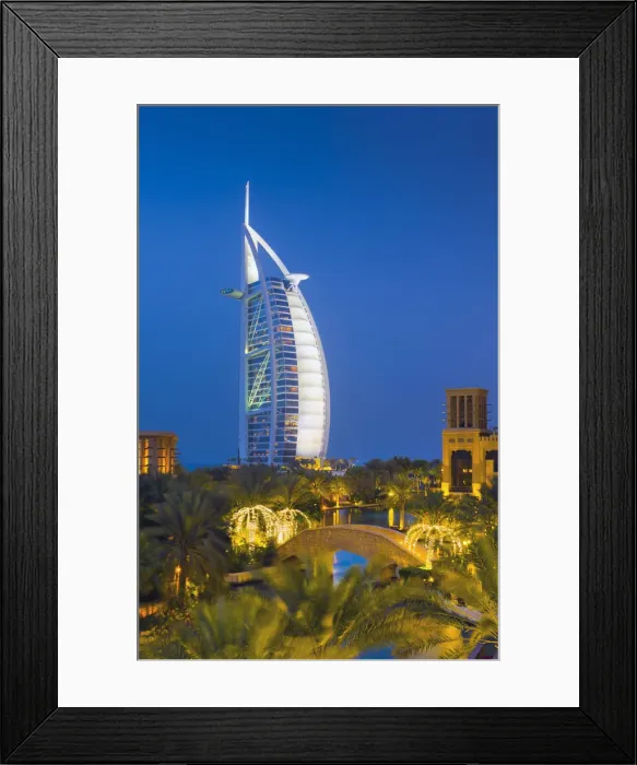 Framed Print : UAE, Dubai, Burj Al Arab Hotel from Madinat Jumeirah