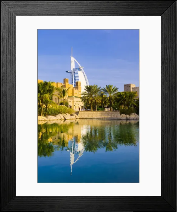 Framed Print : UAE, Dubai, Burj Al Arab Hotel from Madinat Jumeirah