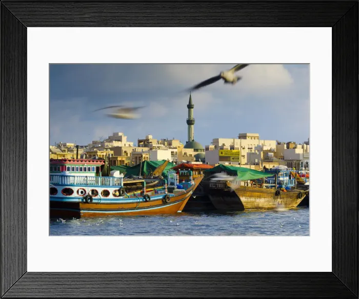 Framed Print : UAE, Dubai, Deira across Dubai Creek