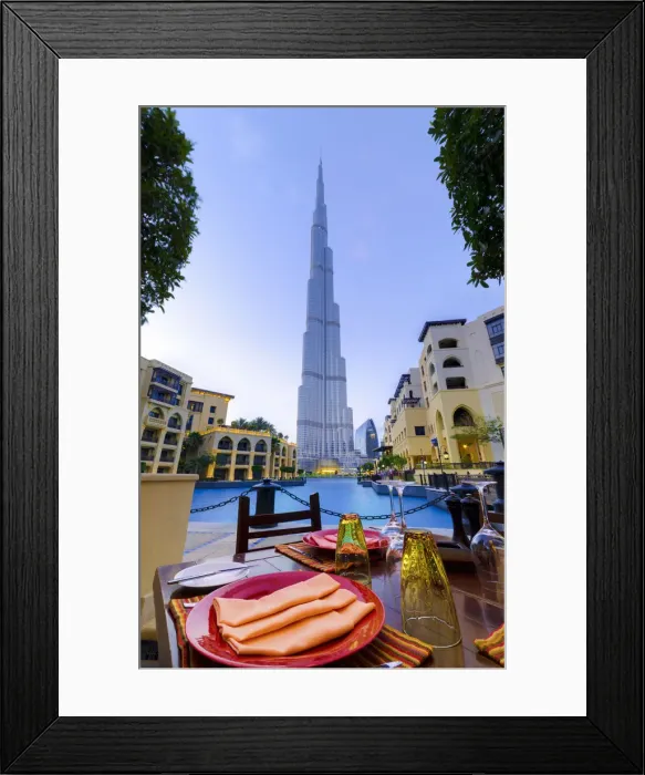 Framed Print : UAE, Dubai, Burj Khalifa from Asado Restaurant Framed Print : UAE, Dubai, Burj Khalifa from Asado Restaurant