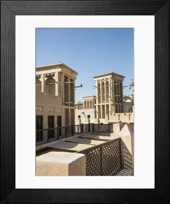 Framed Print : Bastakia Quarter, Bur Dubai, Dubai Creek, Dubai, United Arab Emirates