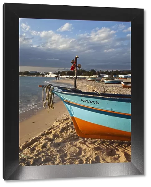 Tunisia, Cap Bon, Hammamet, waterfront, fishing boats