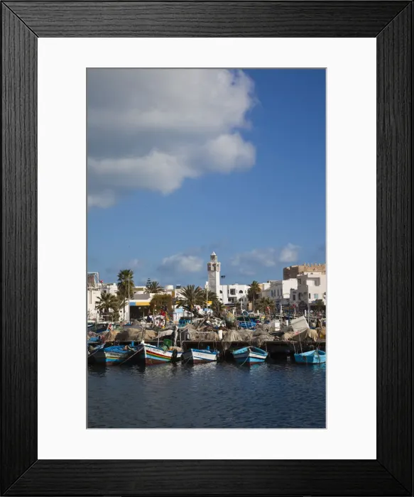 Framed Print : Tunisia, Tunisian Central Coast, Mahdia, town port
