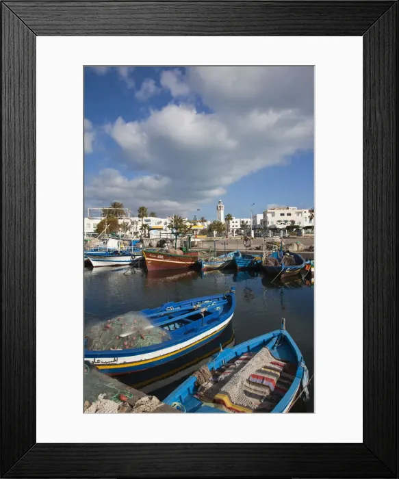 Framed Print : Tunisia, Tunisian Central Coast, Mahdia, town port Framed Print : Tunisia, Tunisian Central Coast, Mahdia, town port