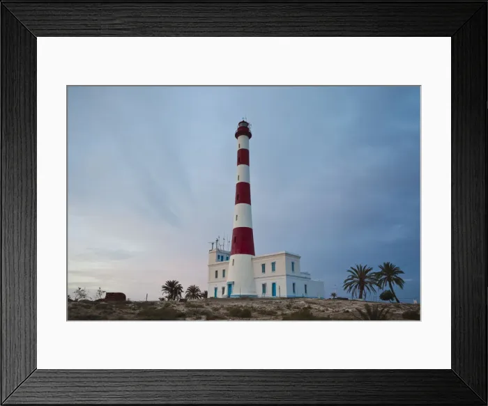 Framed Print : Tunisia, Jerba Island, Houmt Souq, Sidi Mahres Beach, Taguermes Lighthouse