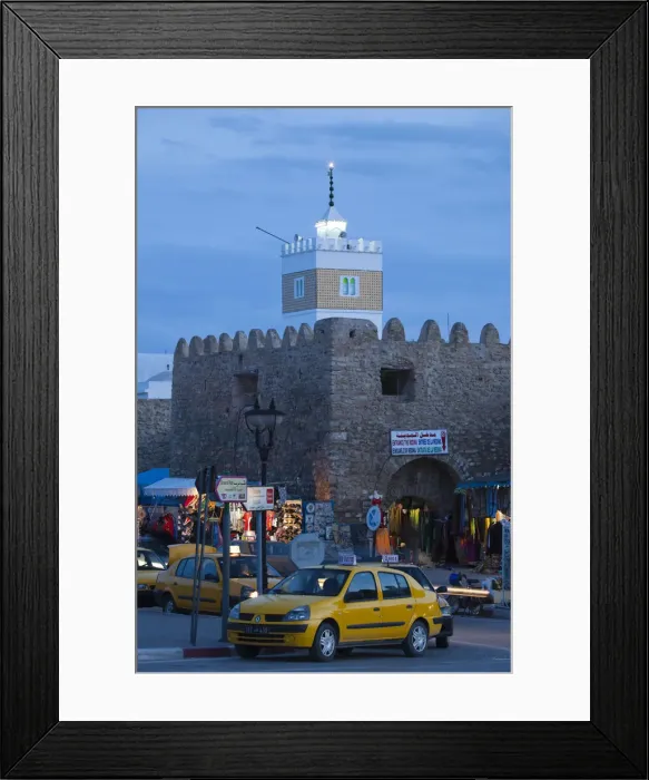 Framed Print : Tunisia, Cap Bon, Hammamet, Place 7 Novembre and Medina mosque Framed Print : Tunisia, Cap Bon, Hammamet, Place 7 Novembre and Medina mosque