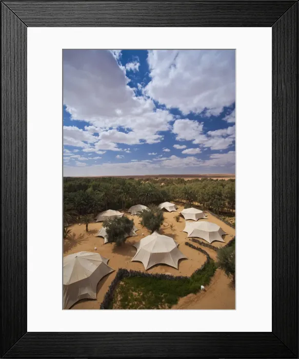 Framed Print : Tunisia, Ksour Area, Ksar Ghilane, Hotel Pansea, elevated view Framed Print : Tunisia, Ksour Area, Ksar Ghilane, Hotel Pansea, elevated view