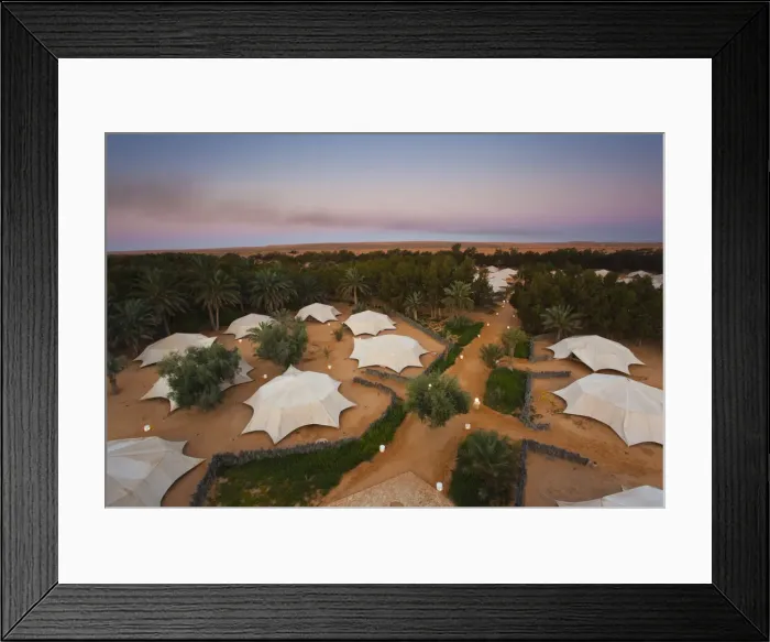 Framed Print : Tunisia, Ksour Area, Ksar Ghilane, Grand Erg Oriental Desert, elevated view of Hotel Framed Print : Tunisia, Ksour Area, Ksar Ghilane, Grand Erg Oriental Desert, elevated view of Hotel