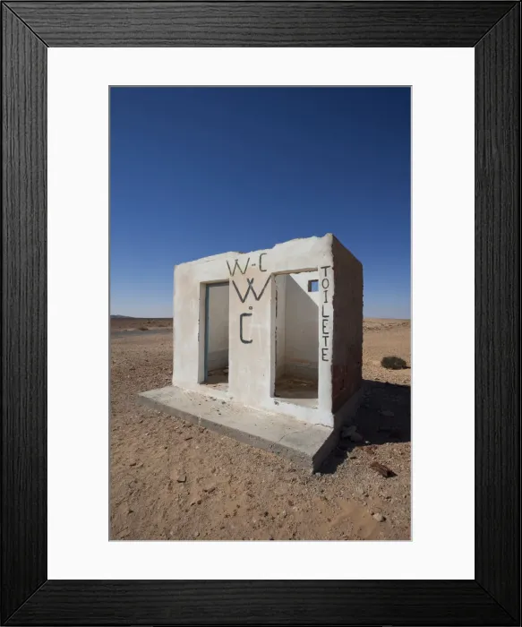 Framed Print : Tunisia, Ksour Area, Route C 105, desert roadside toilets, WC Framed Print : Tunisia, Ksour Area, Route C 105, desert roadside toilets, WC