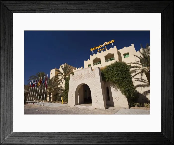 Framed Print : Tunisia, Sahara Desert, Douz, Zone Touristique, Hotel Sahara Douz