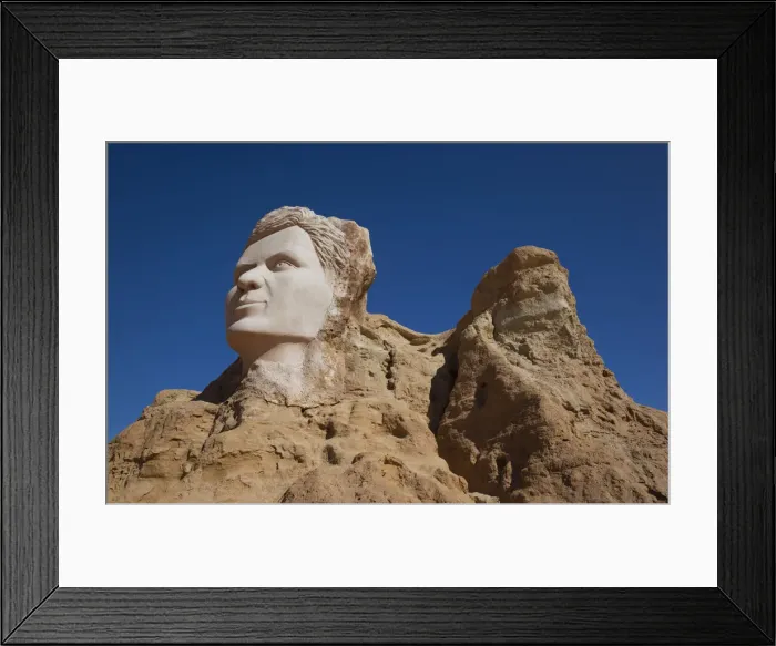 Framed Print : Tunisia, The Jerid Area, Tozeur, Belvedere Rocks, head of Abdulkacem Chebbi, Tunisian