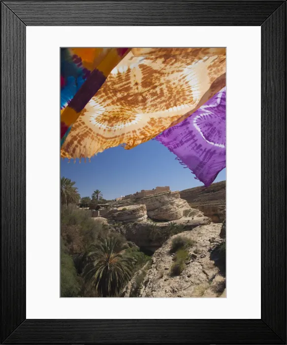 Framed Print : Tunisia, The Jerid Area, Gorges de Selja, Mides, fabric market Framed Print : Tunisia, The Jerid Area, Gorges de Selja, Mides, fabric market