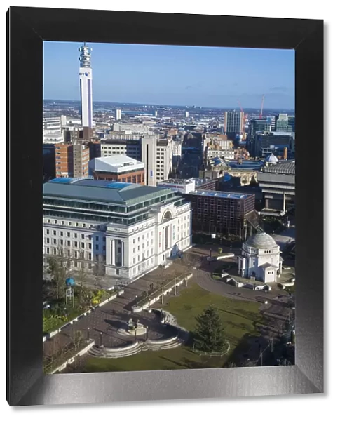 England, West Midlands, Birmingham, View of city center, Centernary Square, Baskerville