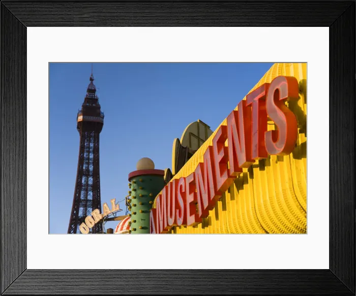 Framed Print : Blackpool Tower & Amusements sign, Blackpool, Lancashire, England Framed Print : Blackpool Tower & Amusements sign, Blackpool, Lancashire, England