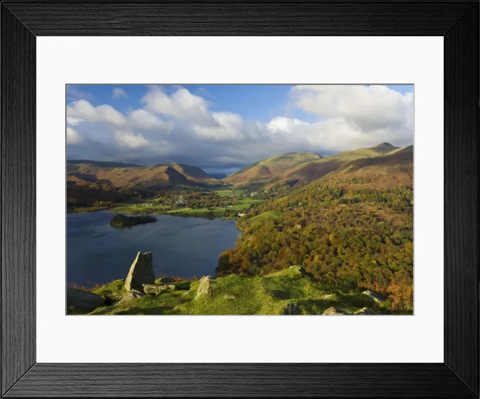 Framed Print : Grasmere lake and village from Loughrigg Fell, Lake District, Cumbria, England Framed Print : Grasmere lake and village from Loughrigg Fell, Lake District, Cumbria, England