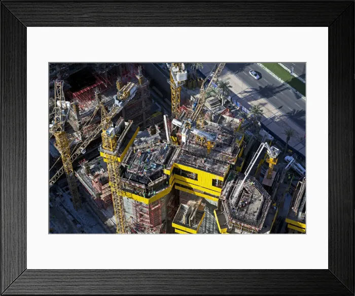 Framed Print : Construction of new luxury apartment buildings in Dubai, United Arab Emirates Framed Print : Construction of new luxury apartment buildings in Dubai, United Arab Emirates