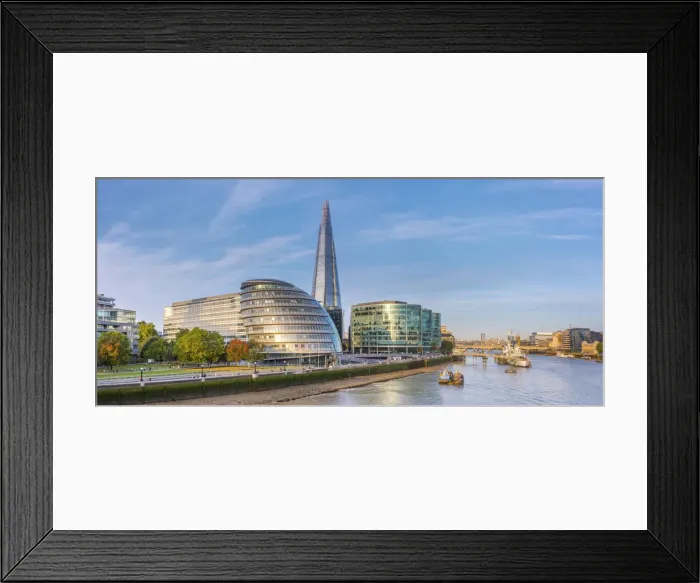 Framed Print : UK, England, London, Southwark, The Shard and City Hall by River Thames